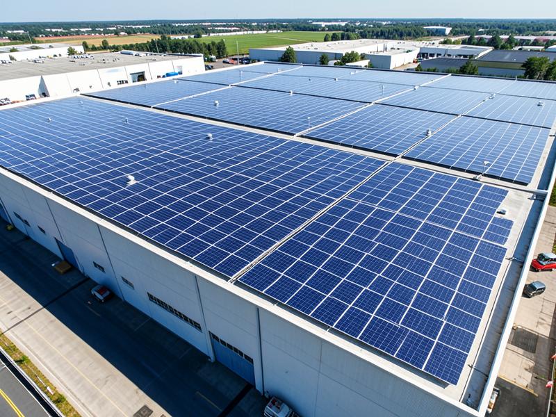 Large commercial rooftop solar installation cleaned by Solar Skoen